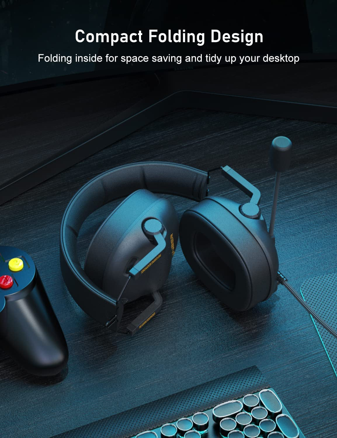 Gaming Headset - Sound Pro with Noise Cancelling Microphone Memory Foam Ear Pads for PC PS4 PS5 Xbox