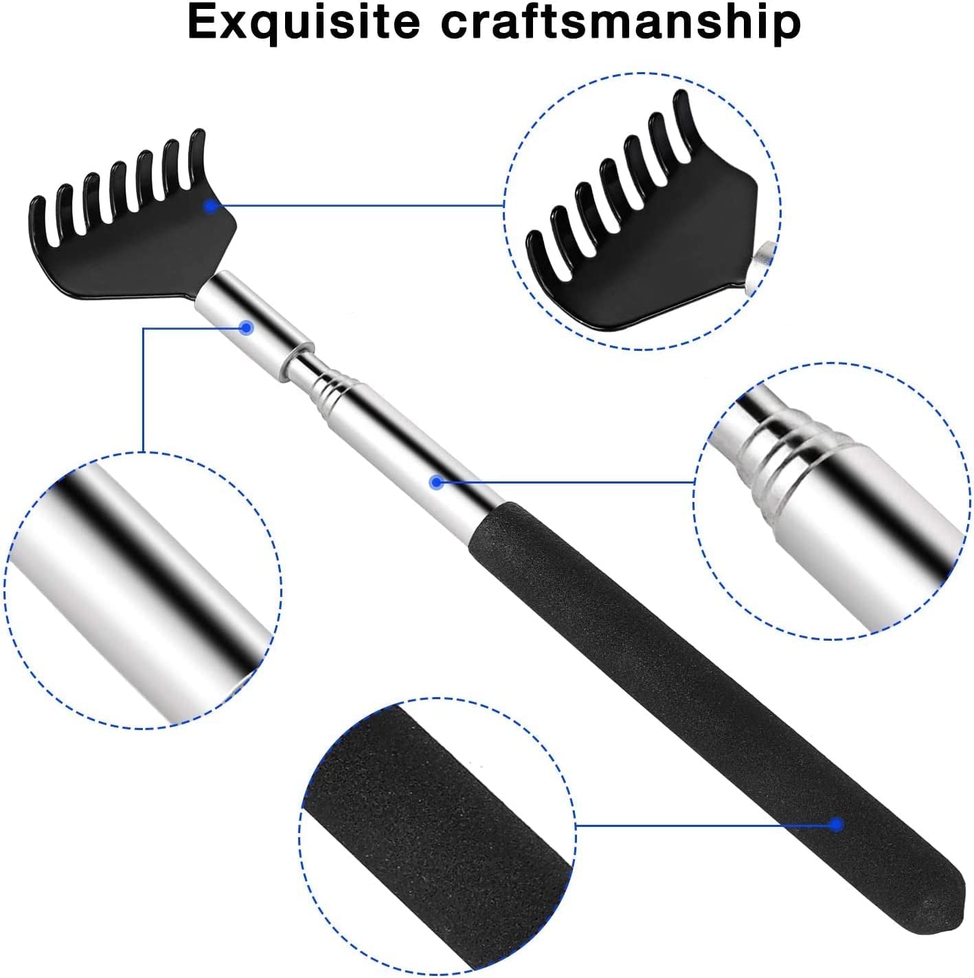 Extendable Back Scratcher - Stainless Steel Telescoping Back Scratcher 2 Pack