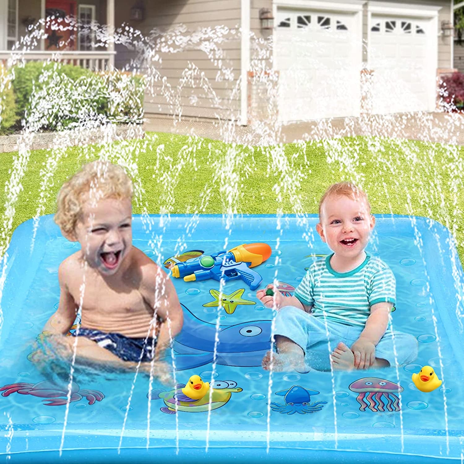 Splash Pad for Toddlers - Inflatable Outdoor Toddlers Pool Summer Water Pools