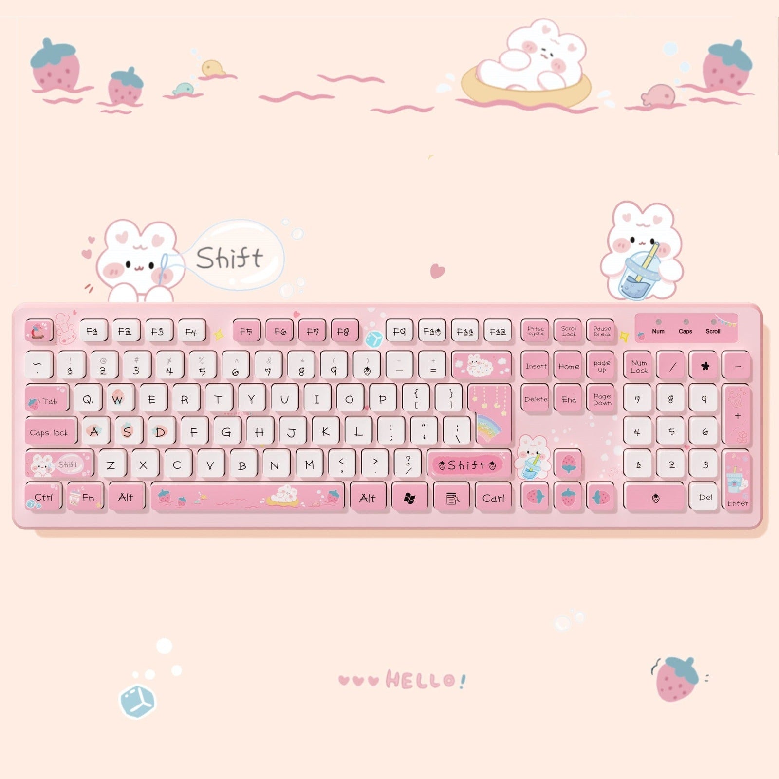 Cute Mute Click PC Wired Keyboard