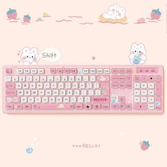 Cute Mute Click PC Wired Keyboard