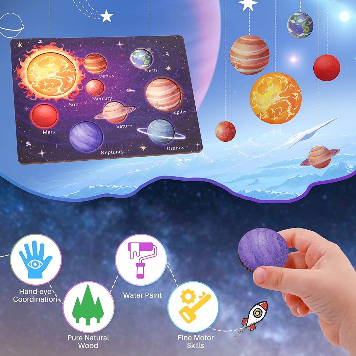 Solar System Puzzles Toys - Toddler's Planets Preschool Learning Activities