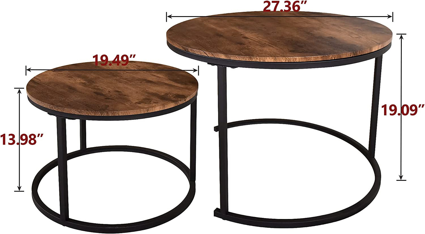 Round Coffee Table Set - Coffee Table of 2 for Living Room