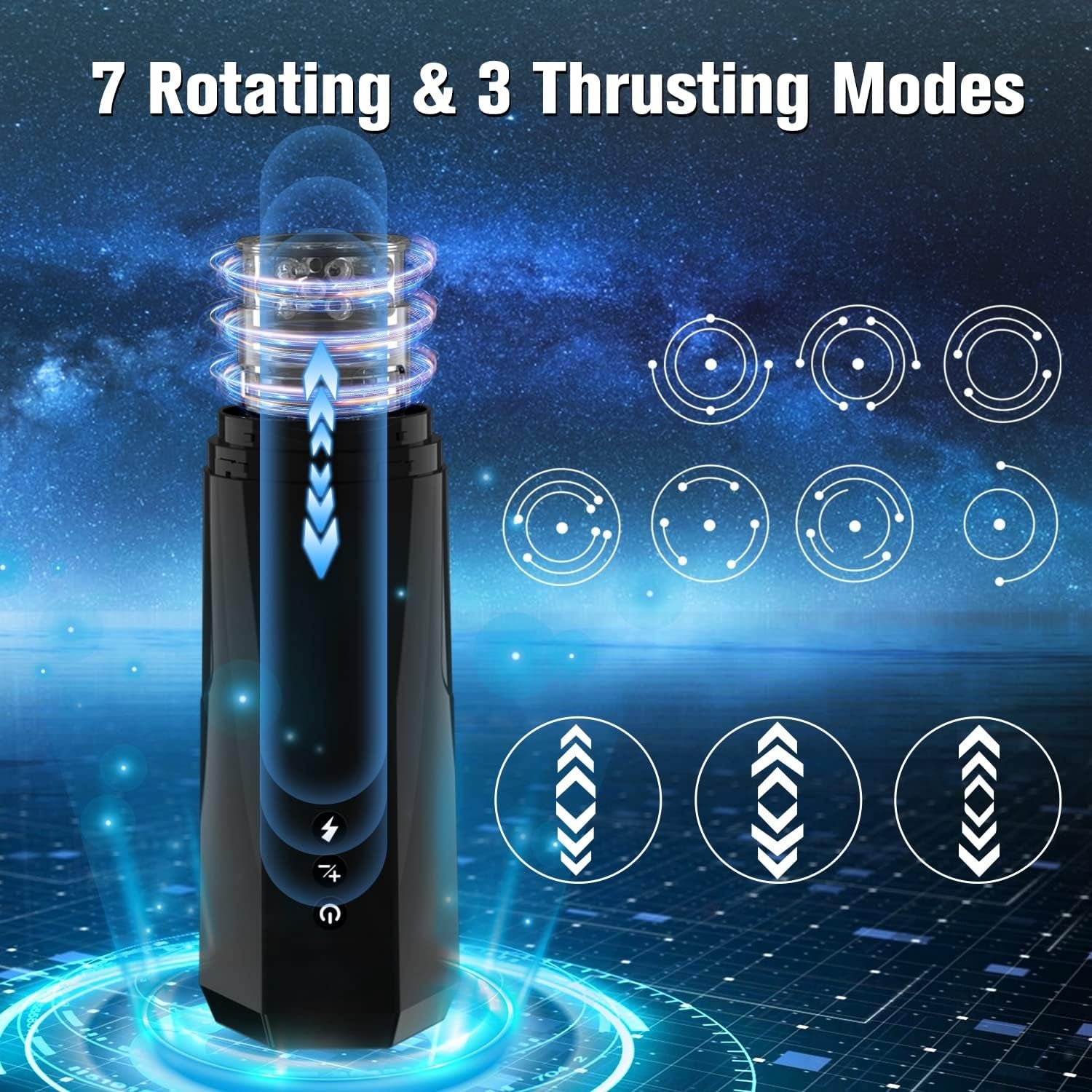 Male Masturbators - 7 Vibrating & 3 Thrusting Modes and 3D Oversized Particles