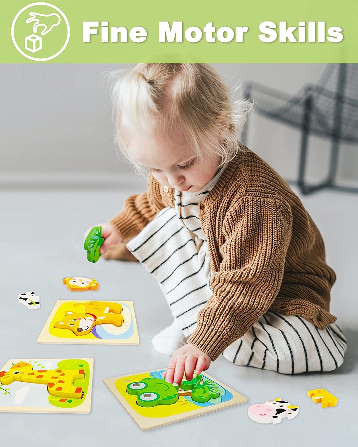 Learning Educational Wooden Puzzles - Toddler Animal Puzzles Toys Ages 1-3