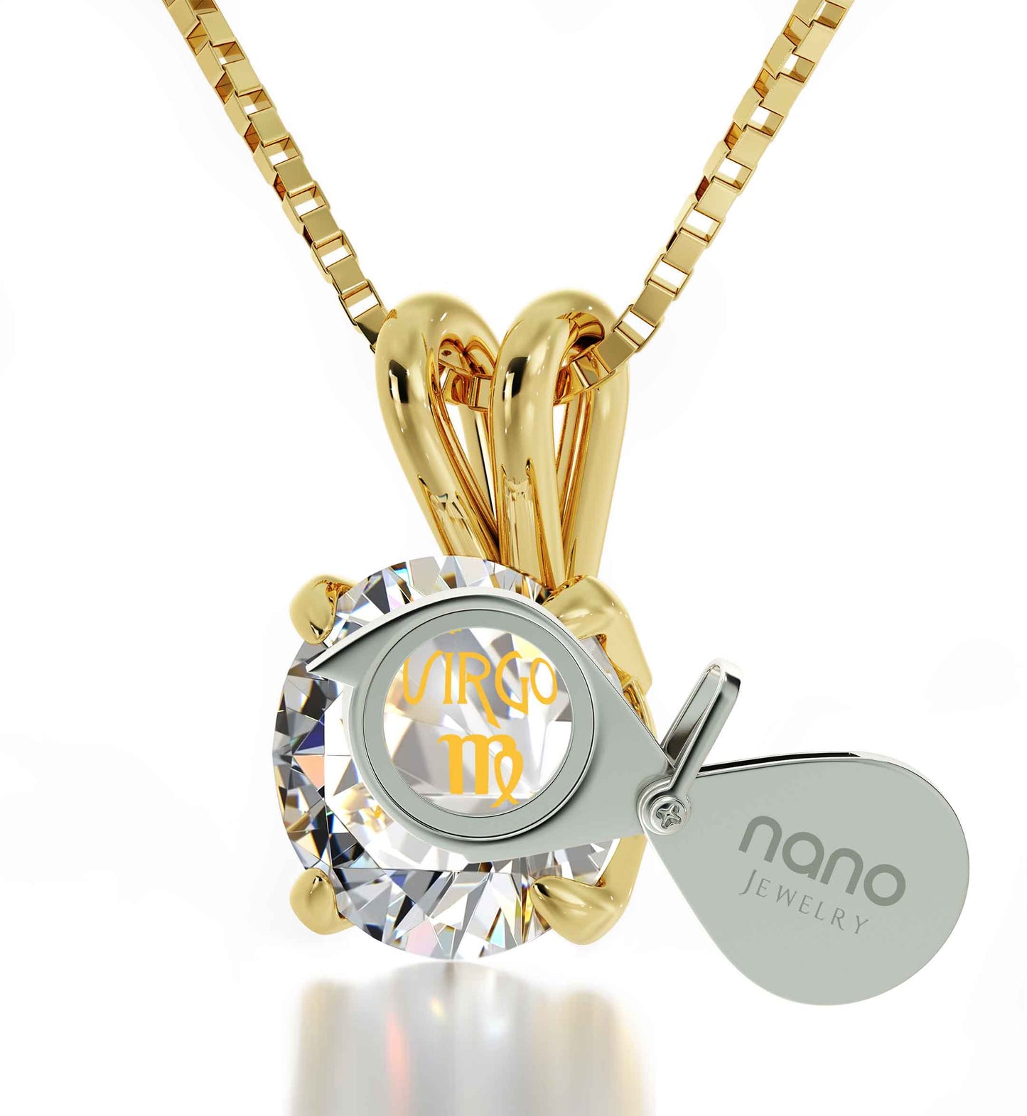 Virgo Necklace 24k Gold inscribed on Crystal