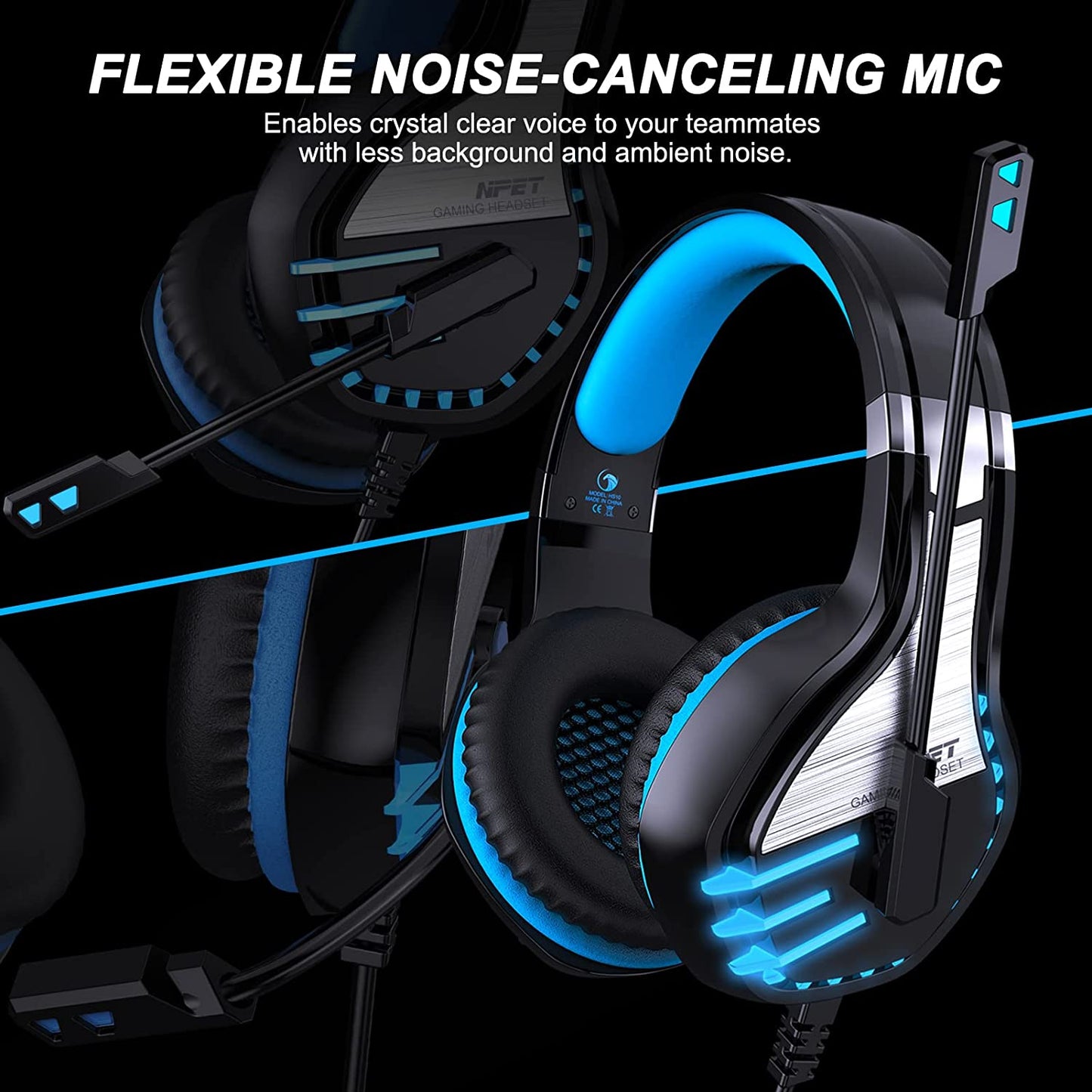 Stereo Gaming Headset for PS4 PC Xbox PS5 - Noise Cancelling Headphones with Mic Led Light