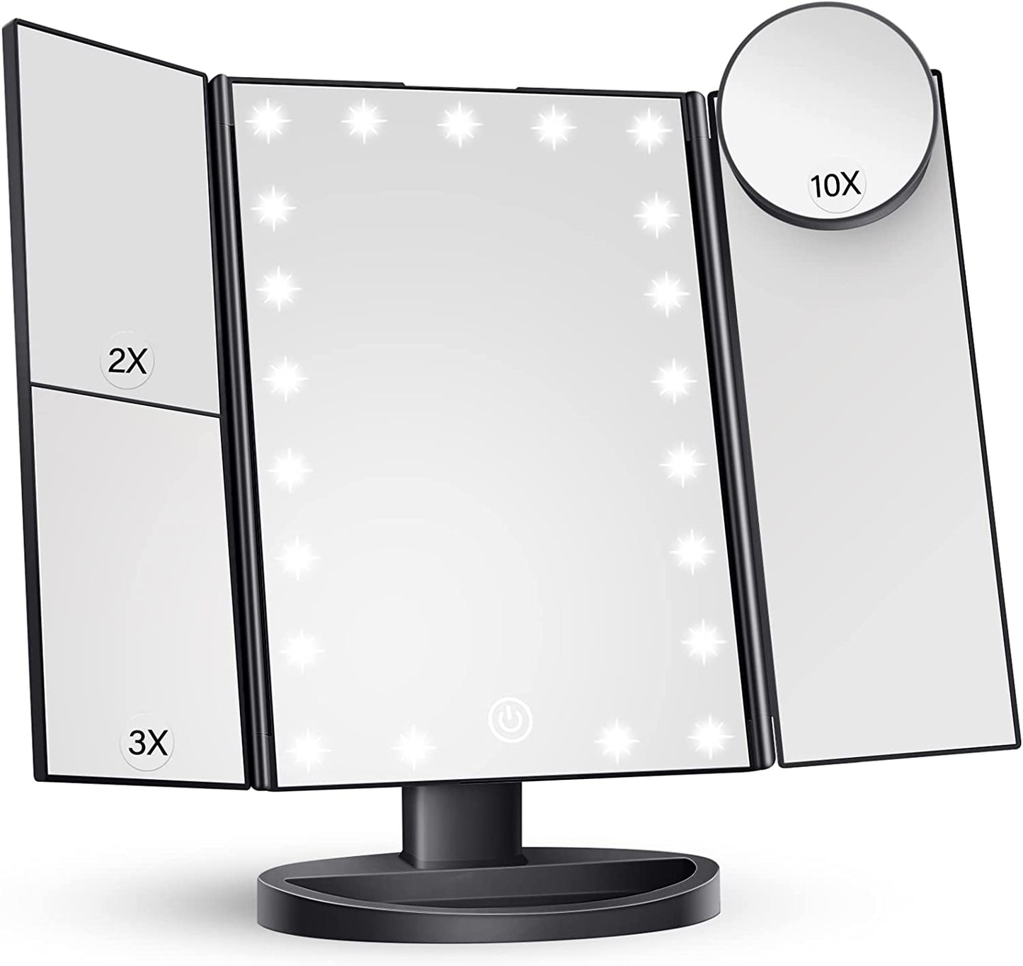 Makeup Mirror - Vanity Mirror with LED Lights Touch Control & Trifold